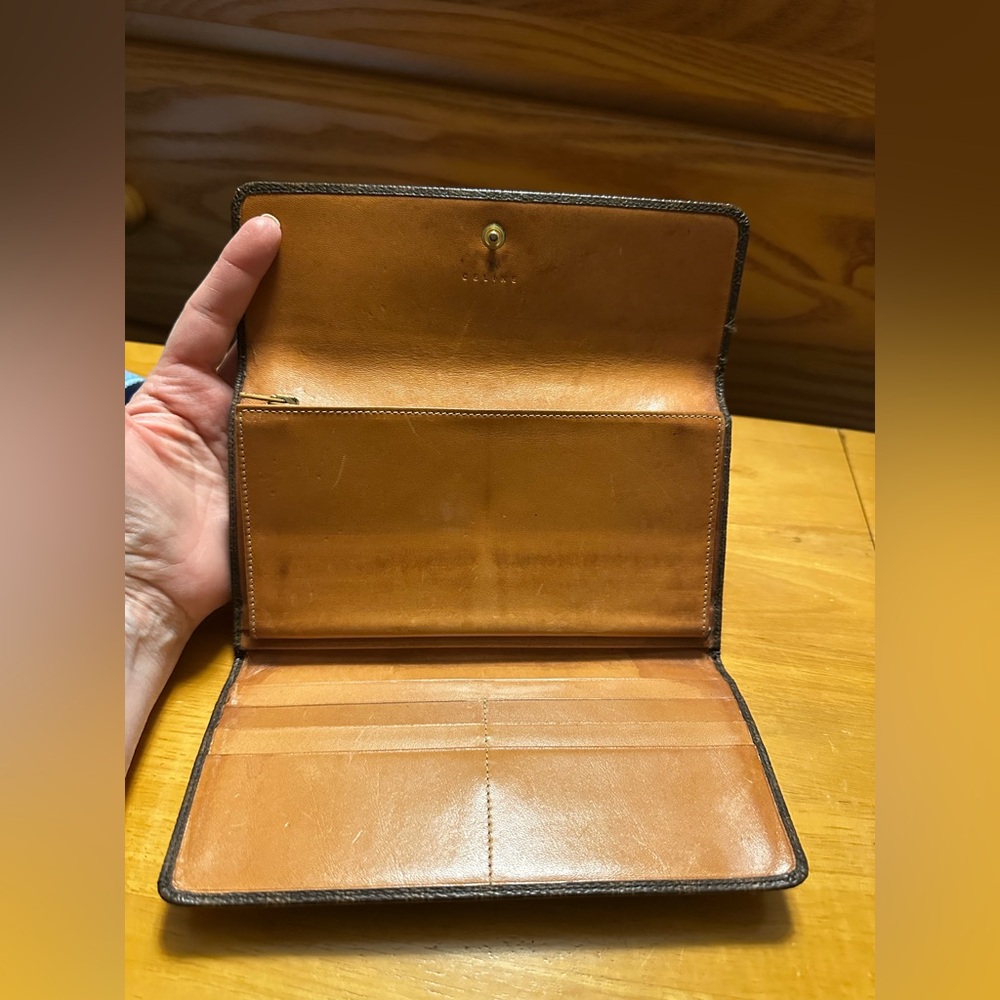 Celine Brown Leather Macadam Long Wallet - Picture 3 of 7